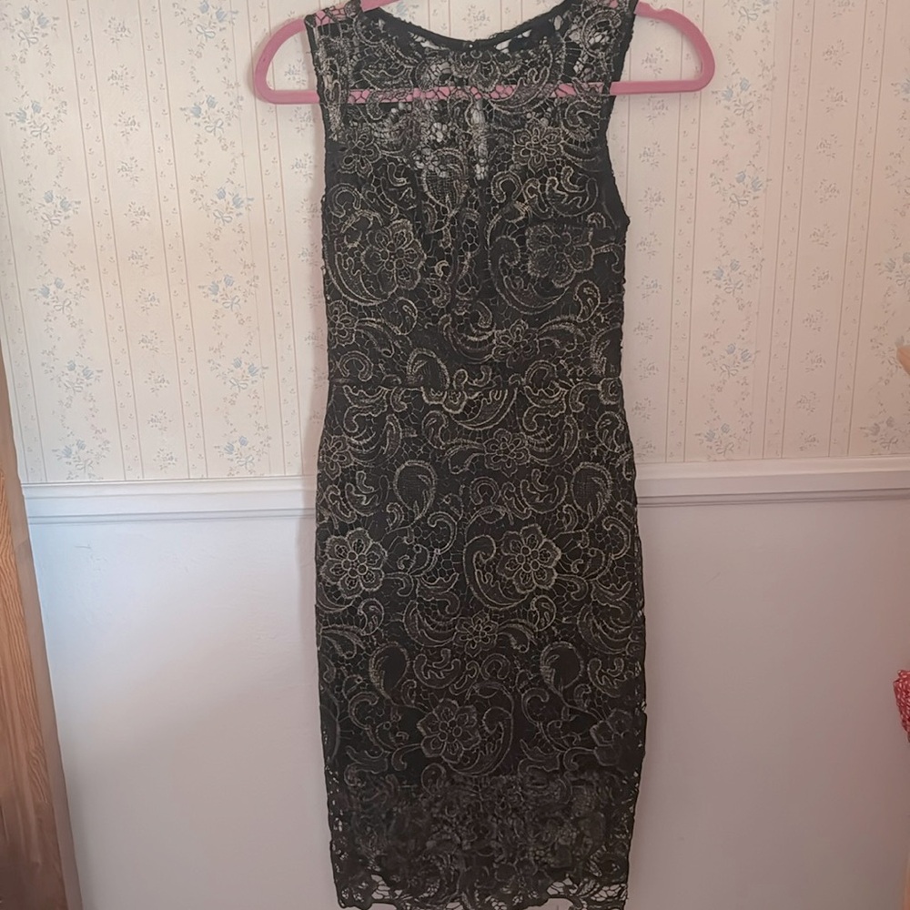 Black with gold bisou bisou dress